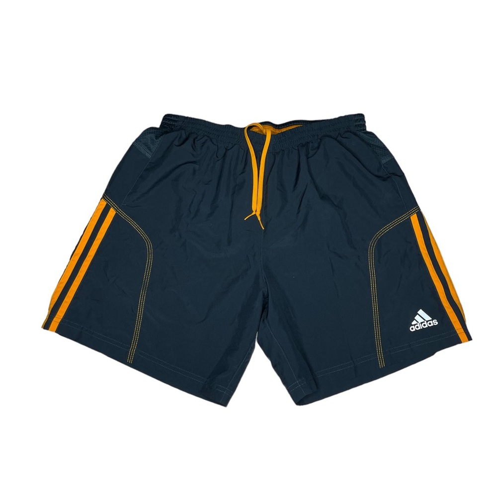 adidas response medium athletic shorts  lining gray neon orange stripe